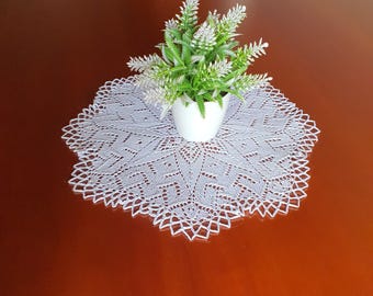 Small Lace Doily – 10” Hand-Knitted Table Decor – White Mercerized Cotton – Vintage Style – Mini Table Topper – Gift for Her – Cottagecore