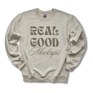 Gildan 18000 Sand Mockup, Gildan Sand Sweatshirt Flat Lay Mockup Sweatshirt Mockup Sand Gildan 18000 Flatlay Crewneck Mockup Sand Mock