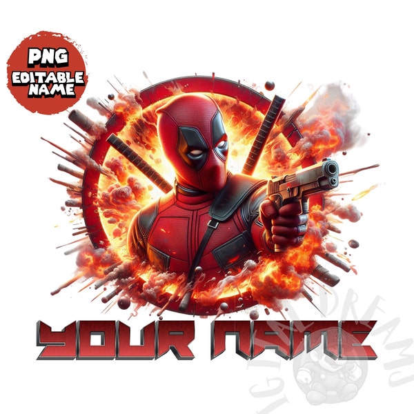 2 Editable Deadpool PNG High Quality, Deadpool PNG, Editable Name, Custom Name, For T-Shirts, Posters and More