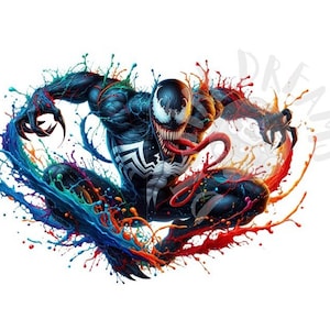 Set of 8 Venom Splash Digital Images for Printing, T-Shirts, Posters, and More - JPEG, PNG, PDF