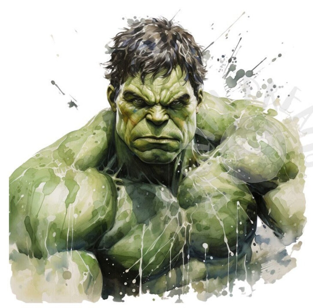 Set of 7 Watercolor Hulk Digital Images for Printing, T-shirts, Posters ...