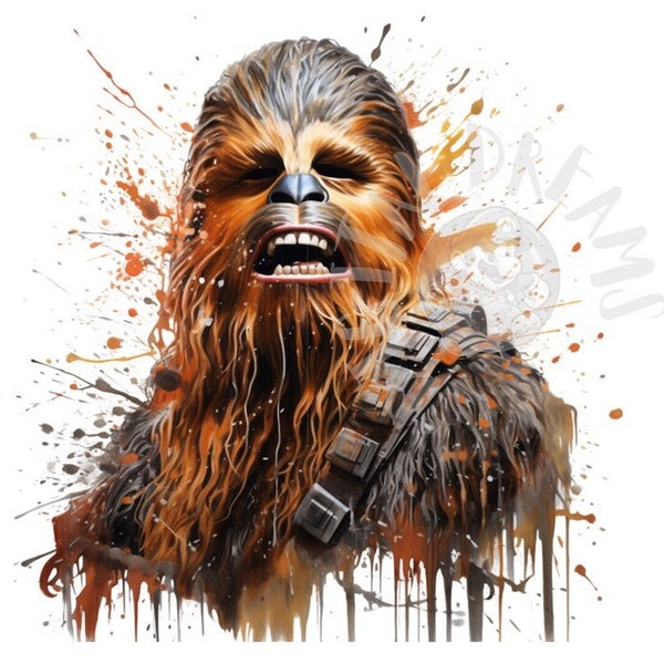 8 Watercolor Chewbacca Digital Images - Star Wars Art for Printing, T-Shirts, Posters - JPEG, PNG, PDF