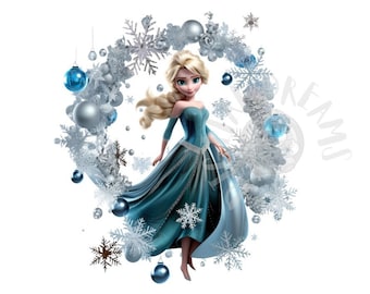 Set of 8 Christmas Elsa Digital Images for Printing, T-Shirts, Posters, and More - JPEG, PNG, PDF