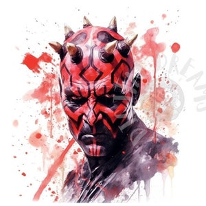 Set of 8 Watercolor Darth Maul Digital Images for Printing, T-Shirts, Posters, and More - JPEG, PNG, PDF