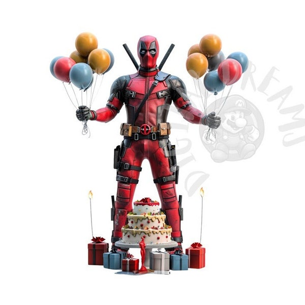 Set of 8 Deadpool Birthday Digital Images for Printing, Custom T-Shirts, Posters, Invitations, and More - JPEG, PNG, PDF