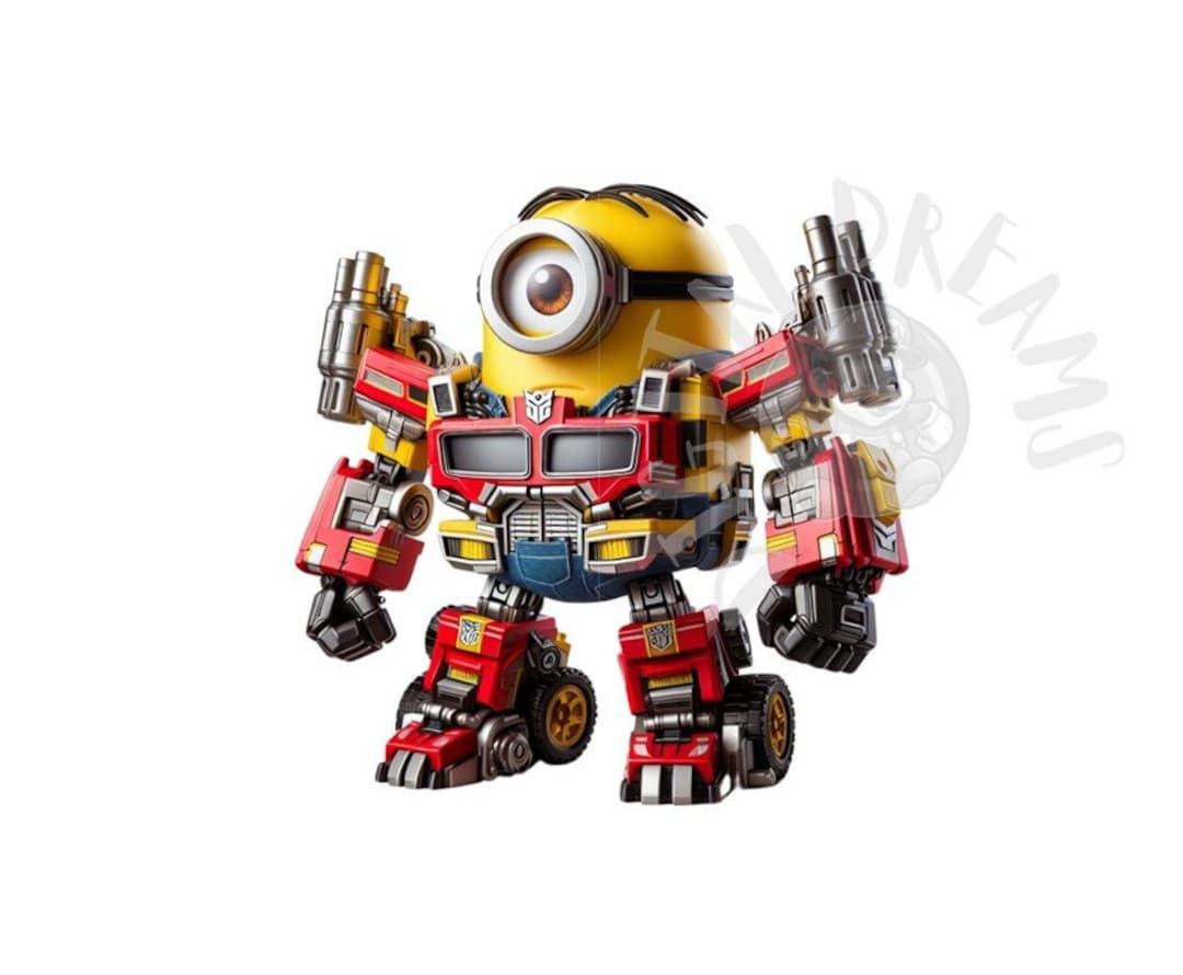 Set of 8 Minions Robot Digital PNG Images for Printing, T-shirts ...