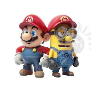 Set of 8 Minions Mario Bros Digital Images for Printing, T-Shirts, Posters, and More - JPEG, PNG, PDF