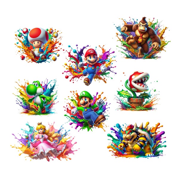 8 images of Super Mario PNG High Quality, Super Mario Watercolor PNG, Super Mario Clip Art, T-shirt, Cups, Poster and more