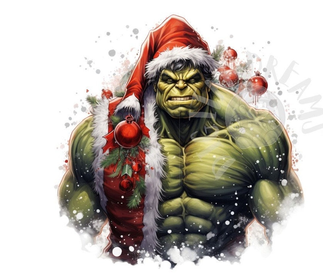 Christmas Hulk Illustrations Digital Download of 7 Festive Hulk Images for Custom Holiday Decor