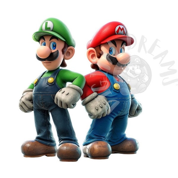 Set of 8 Mario and Luigi Digital Images for Printing, T-Shirts, Posters, cups and More - JPEG, PNG, PDF