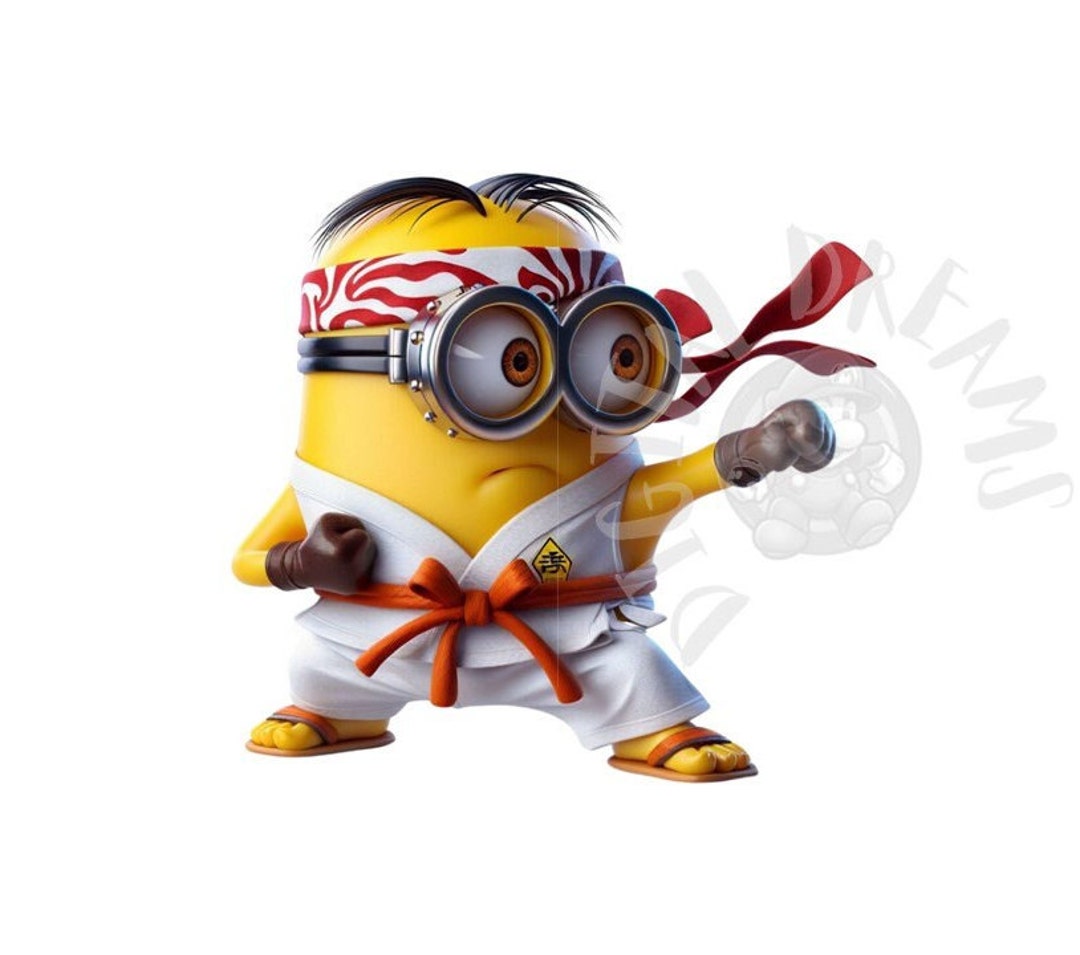 Set of 8 Minions Karate Kid Digital Images for Printing, Tshirts