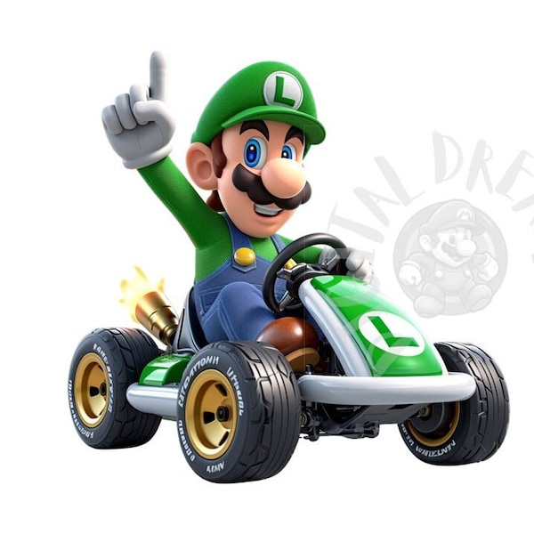 Ensemble de 8 images numériques Luigi Kart pour l’impression, des T-shirts, des affiches, des tasses et plus encore - JPEG, PNG, PDF