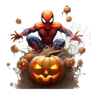 Set of 8 Halloween Spiderman Digital Images for Printing, T-shirts ...