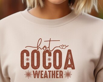 Warme cacao weer sweatshirt met ronde hals, shirt winterliefhebber, leuk wintershirt, warm sweatshirt, koud weerliefhebber, lekker weerkleding