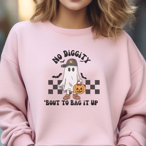 No Diggity Bout to Bag it Up Halloween Sweatshirt, Womens Sweatshirt, Halloween Shirt, Funny Halloween Shirt, Spooky Season, Retro Halloween