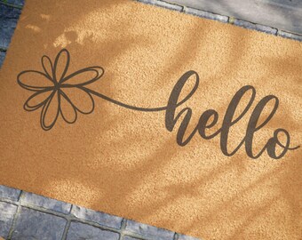 Felpudo Hello Coir: Felpudo minimalista de bienvenida para exteriores