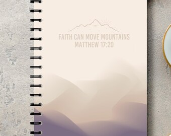 Diario La fe puede mover montañas, regalo para amantes de los libros, regalo para amantes de la naturaleza, diario para mujeres, cuaderno rayado, diario de regalo cristiano, mujeres de fe