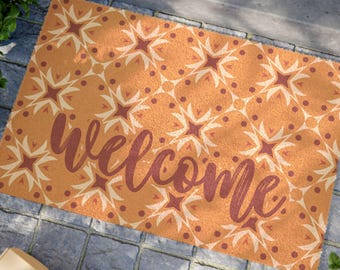 Felpudo de bienvenida retro divertido para exteriores, regalo floral, felpudo de bienvenida, regalo de inauguración de la casa, regalo de cierre, decoración retro, regalo divertido para amantes, decoración minimalista