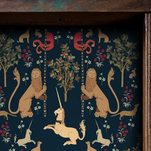 Medieval Fantasy Forest Drawer Liner, Peel and Stick or Paper shelf liner contact paper for drawers, Renaissance Shelf Liner