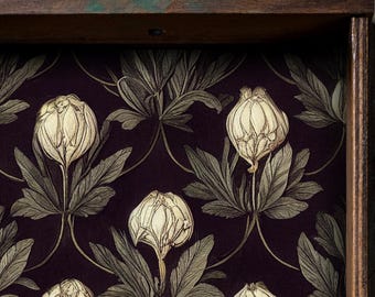 Vintage Peony Floral Drawer Liner, Peel and Stick or Paper shelf liner contact paper for drawers, Botanical Vintage Contact Paper