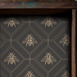 Grijze art-deco bij ladevoering, Peel and Stick of Paper plankvoering contactpapier voor laden, vintage contactpapier, geometrische plankvoering