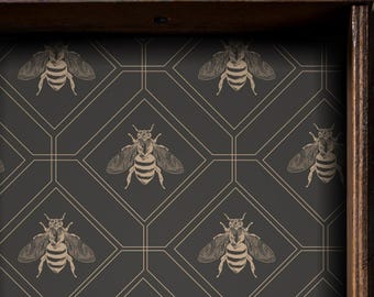 Grijze art-deco bij ladevoering, Peel and Stick of Paper plankvoering contactpapier voor laden, vintage contactpapier, geometrische plankvoering