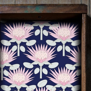 Retro Floral Peel and Stick Schubladeneinlage für Möbel, unparfümierte selbstklebende Regaleinlage aus Stoff, dekorative Folie