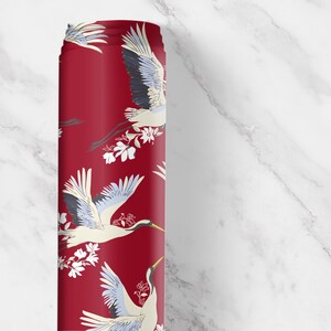 Red Crane Chinoiserie Drawer Liner, Peel and Stick or Paper shelf liner contact paper for drawers, Vintage Chinoiserie Contact Paper image 5