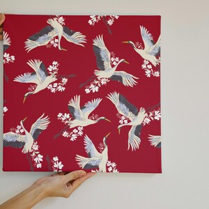 Red Crane Chinoiserie Drawer Liner, Peel and Stick or Paper shelf liner contact paper for drawers, Vintage Chinoiserie Contact Paper image 9