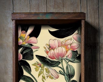 Bold Floral Peel and Stick drawer liner fabric, pink and black floral contact paper shelf liner for drawers, vintage moody contact paper