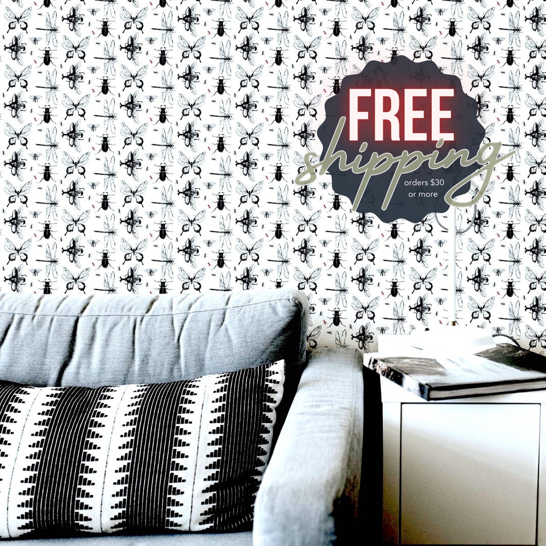 Insects Peel and Stick Fabric Wallpaper Drawer Liner Sticky Etsy