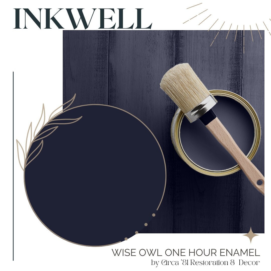 Dark Blue Acrylic Paint Inkwell Wise Owl One Hour Enamel Etsy