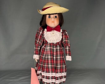 Vintage Collector's Porcelain Doll (Girl in Plaid Dress)
