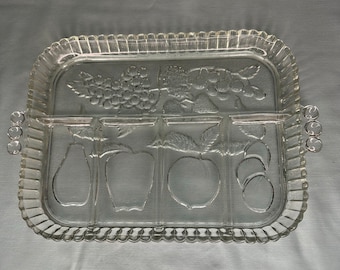 Vintage Crystal Glass 5-Part Relish Tray