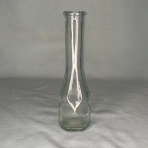 Vintage Hexagonal Clear Glass Bud Vase