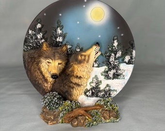 Howling Wolf 3D Plate Sammlerstück von Fine Art Creation, Inc.