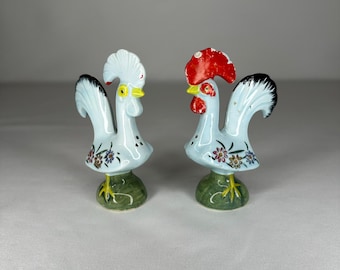 MCM LEGO Ceramic Blue Rooster Salt & Pepper Shakers