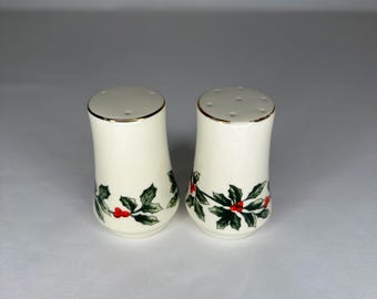 Vintage Christmas/Holiday Holly with Gold Trim Salt & Pepper Set - Formalities by the Baum Brothers