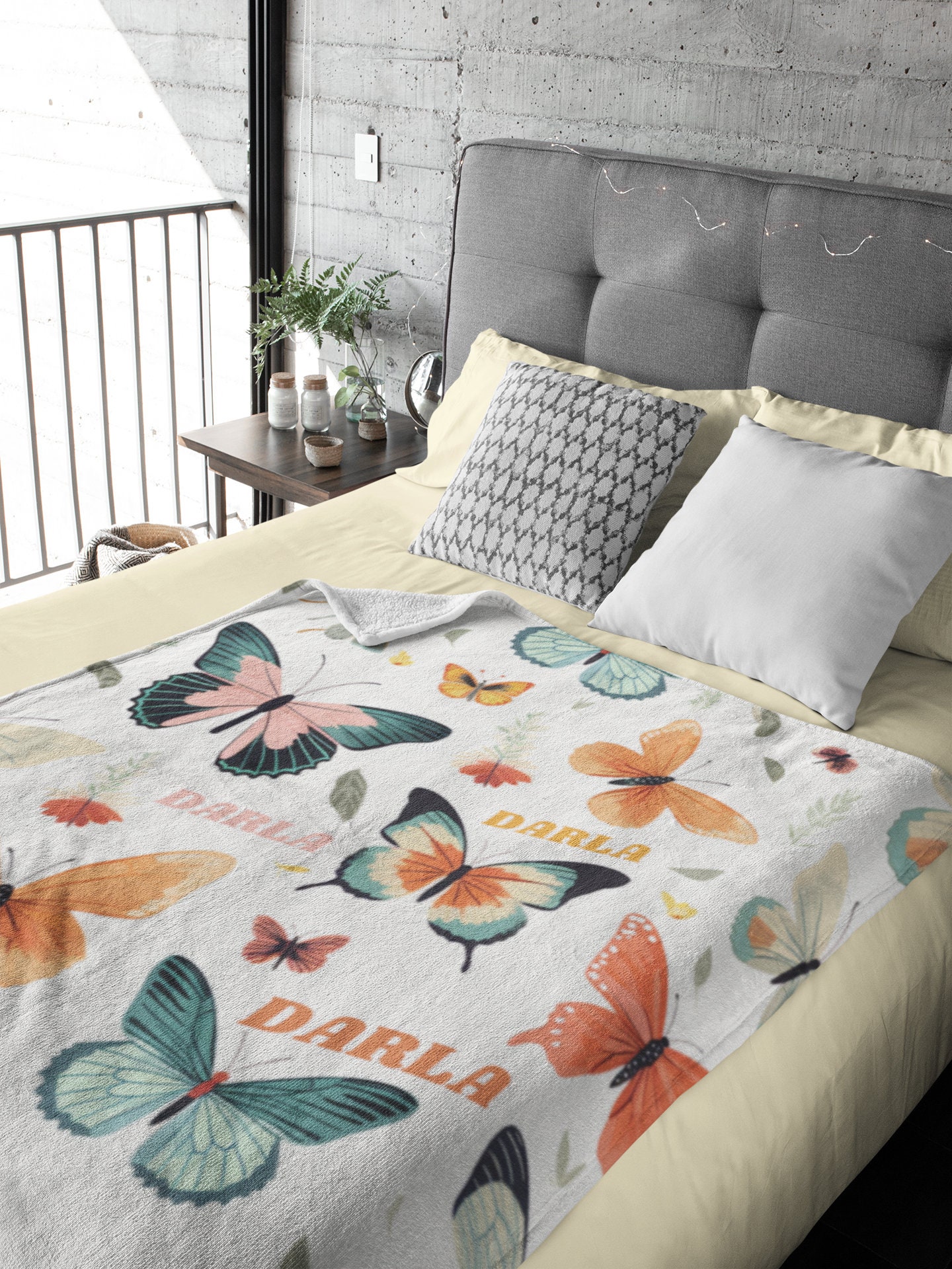 Kids Name Butterfly Blanket | Custom Name Butterfly Blanket l Baby Name Butterfly Blanket | Personalized Butterfly Throw Blanket l Boho