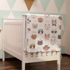 Personalized Cute & Funny Kitty Kids Blanket - Custom Name Children's Blanket with Adorable Feline Friends Design