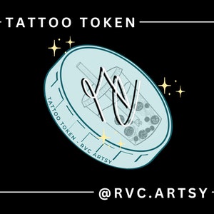 Tattoo Token / Tattoo Ticket (NO CUSTOM DESIGNS) | Tattoo permission pass, tattoo art, digital download, pen and ink illustration