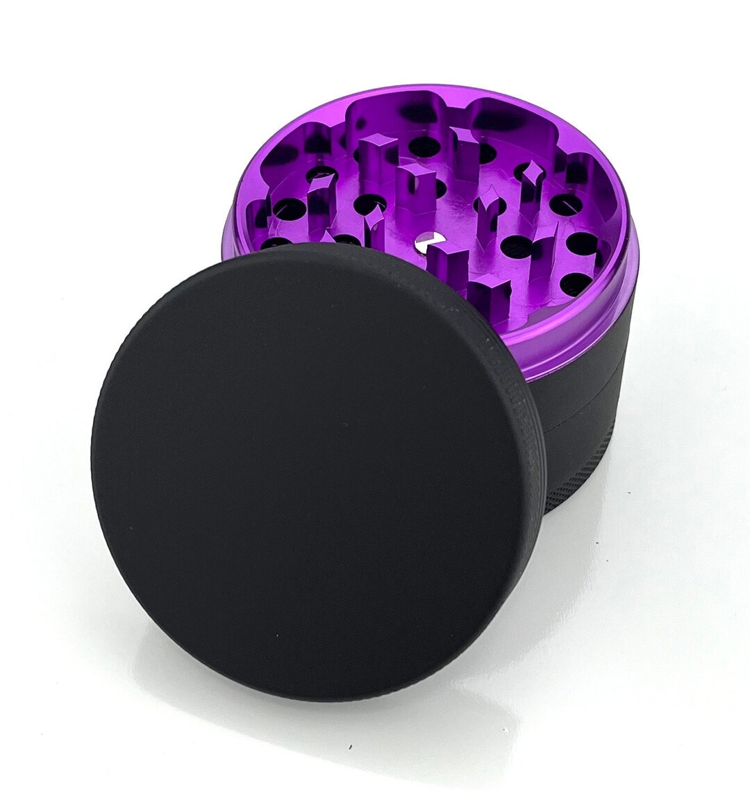 Herb Grinder With Kief Catcher With Black Matte Finish Outside Etsy