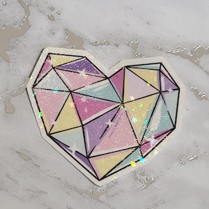 Holographic Heart Sticker, Holographic Stickers, Heart Stickers, Gemstone Heart Sticker, Waterproof Stickers, Sparkly Heart Sticker, Sticker