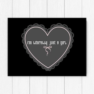 Poster Just A Girl, Poster Coquette Heart, Poster Dark Coquette, Poster economici, Stampe artistiche, Arte murale, Stampe murali, Stampe poster