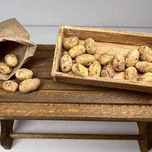 1:12 Scale Miniature Potatoes | Realistic Dollhouse Vegetables | Mini Food Kitchen | Garden Miniatures