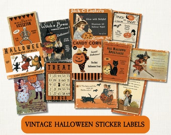 Halloween Potion Bottle Labels, Halloween Stickers, Vintage Halloween Ephemera, Halloween Junk Journal Kit, Retro Halloween, Apothecary