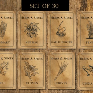 Set of 30 Primitive Spice Jar labels, Primitive Pantry Labels, Country Jar labels, Spice Labels, Herb Labels, Herbal Apothecary Labels, Prim