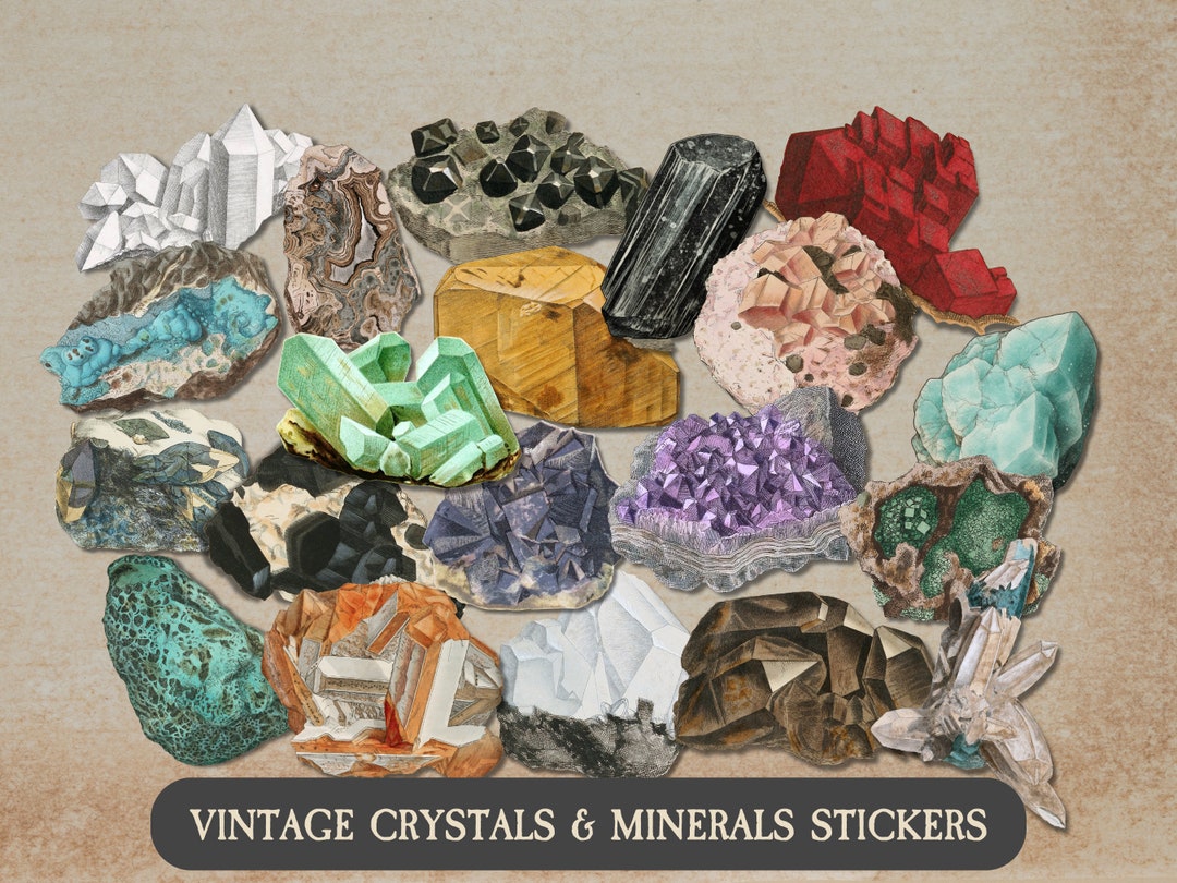 Gems & Crystals Healing Stickers - 5" Vinyl Decal Bumper Sticker, Waterproof & UV Resistant