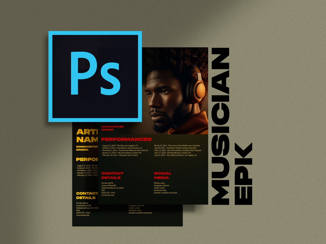 2page Electronic Press Kit Music EPK Template (Instant