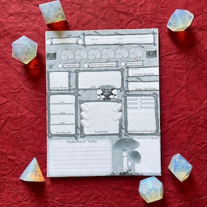 Cottagecore TTRPG Character Sheet Notepad